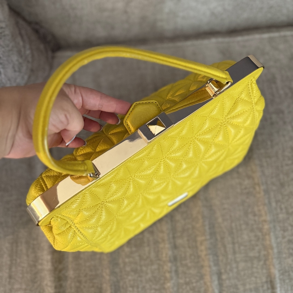 Yellow Quilted Top-Handle Women’s Bag - Picture 5 of 8